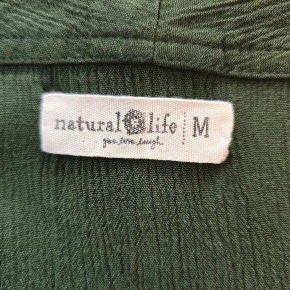 Natural Life Brae Midi Dress Womens M Forest Green Embroidered Boho Cottagecore - Picture 5 of 16